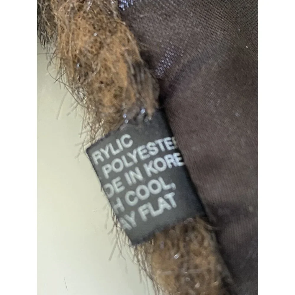 Vintage 60s Faux‎ Fur Shrug Wrap Cape Stole Brown Lined Stay Put 38